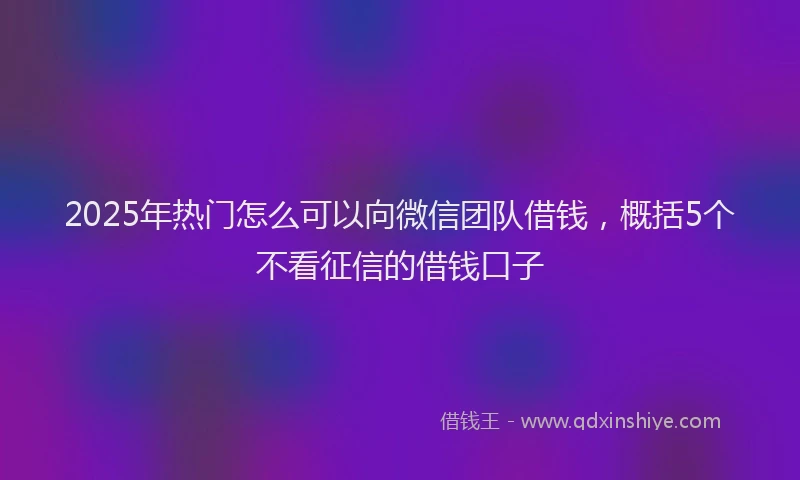 2025年热门怎么可以向微信团队借钱，概括5个不看征信的借钱口子