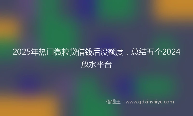 2025年热门微粒贷借钱后没额度，总结五个2024放水平台