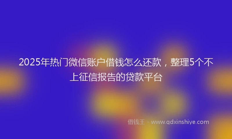 2025年热门微信账户借钱怎么还款，整理5个不上征信报告的贷款平台