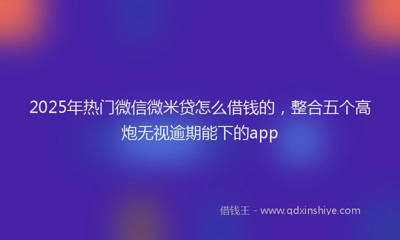 2025年热门微信微米贷怎么借钱的，整合五个高炮无视逾期能下的app