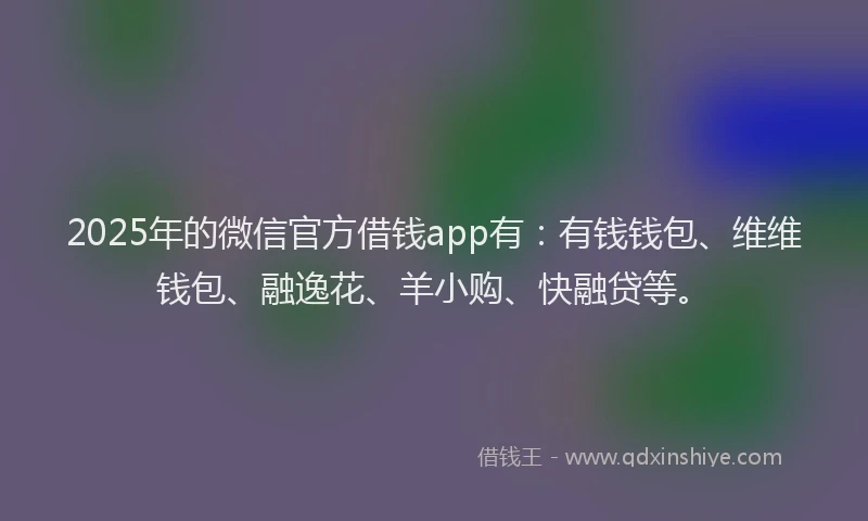 2025年的微信官方借钱app有：有钱钱包、维维钱包、融逸花、羊小购、快融贷等。