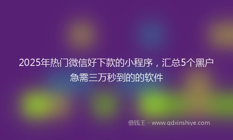 2025年热门微信好下款的小程序，汇总5个黑户急需三万秒到的的软件