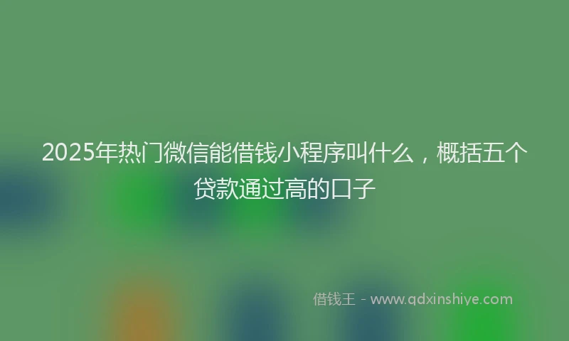2025年热门微信能借钱小程序叫什么，概括五个贷款通过高的口子
