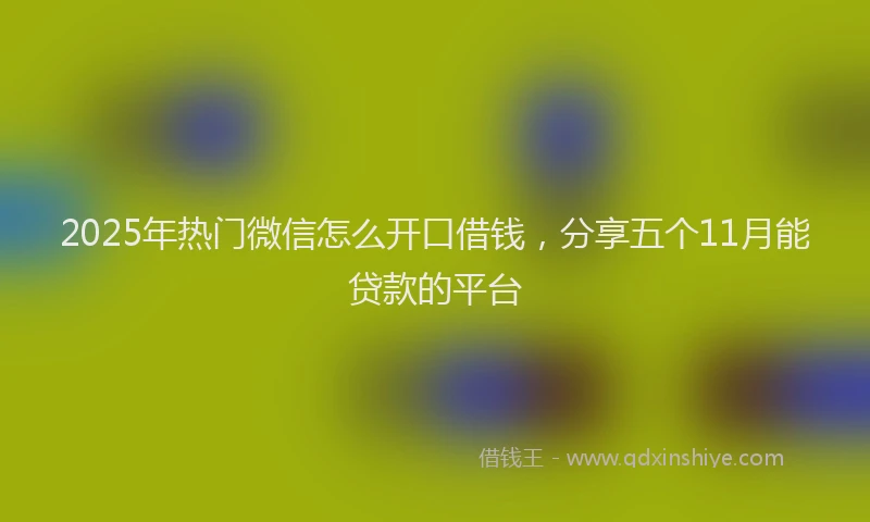 2025年热门微信怎么开口借钱，分享五个11月能贷款的平台