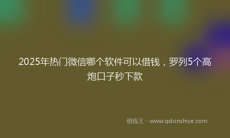 2025年热门微信哪个软件可以借钱，罗列5个高炮口子秒下款