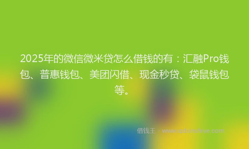 2025年的微信微米贷怎么借钱的有：汇融Pro钱包、普惠钱包、美团闪借、现金秒贷、袋鼠钱包等。