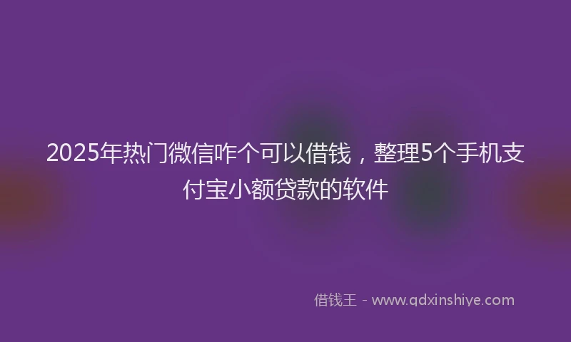 2025年热门微信咋个可以借钱，整理5个手机支付宝小额贷款的软件