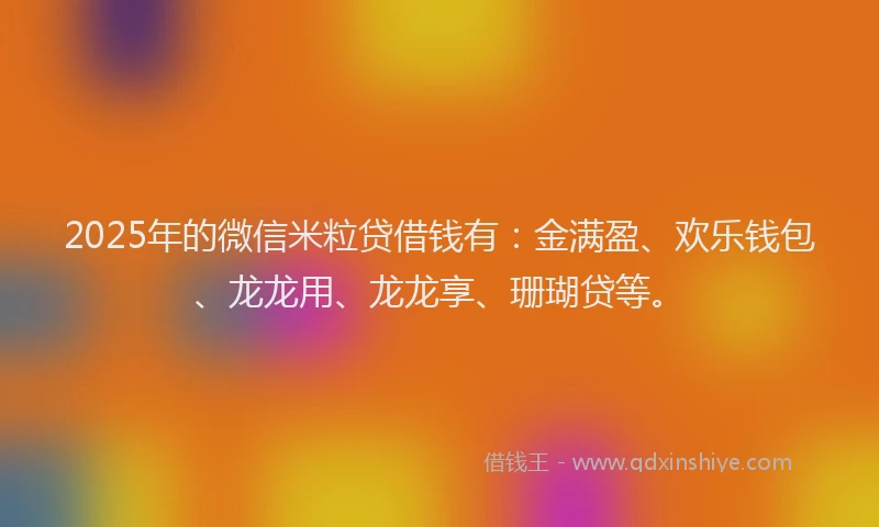 2025年的微信米粒贷借钱有：金满盈、欢乐钱包、龙龙用、龙龙享、珊瑚贷等。