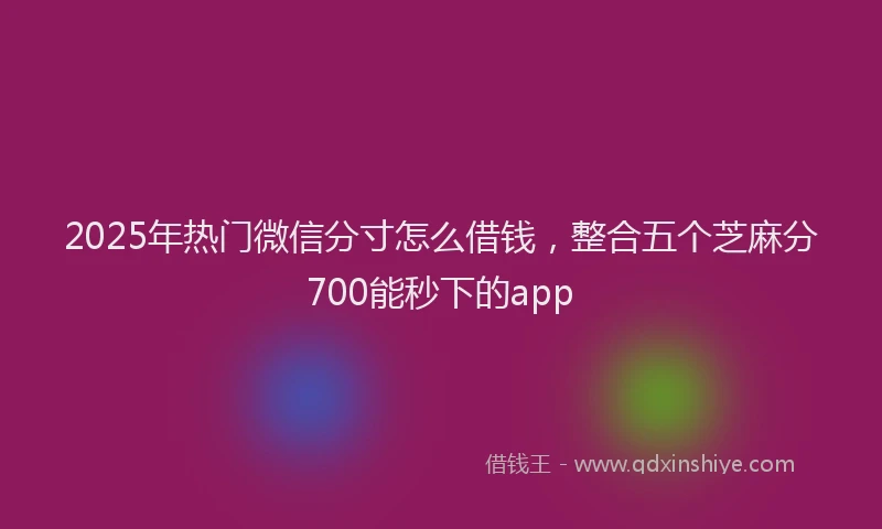 2025年热门微信分寸怎么借钱，整合五个芝麻分700能秒下的app