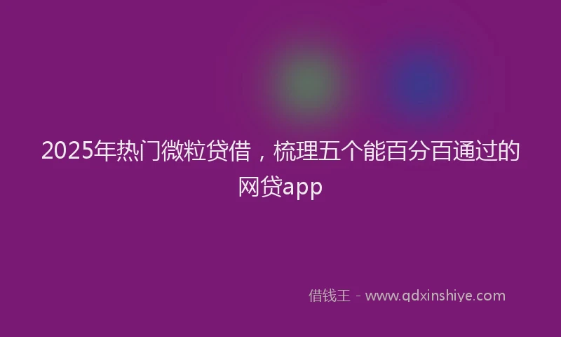 2025年热门微粒贷借，梳理五个能百分百通过的网贷app