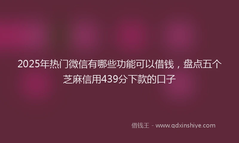 2025年热门微信有哪些功能可以借钱,盘点五个芝麻信用439分下款的口子
