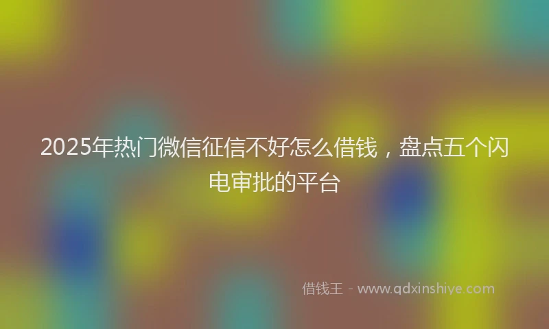 2025年热门微信征信不好怎么借钱，盘点五个闪电审批的平台