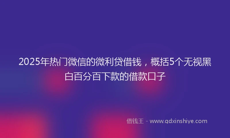 2025年热门微信的微利贷借钱，概括5个无视黑白百分百下款的借款口子