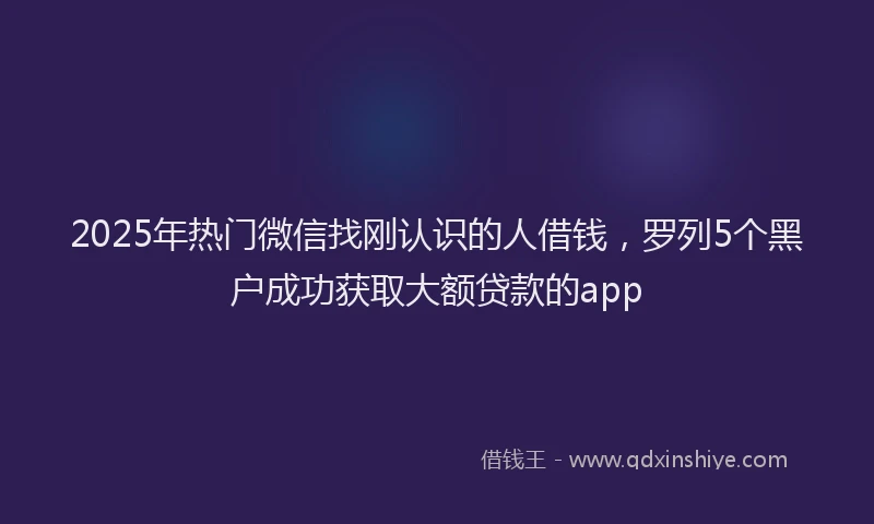 2025年热门微信找刚认识的人借钱，罗列5个黑户成功获取大额贷款的app