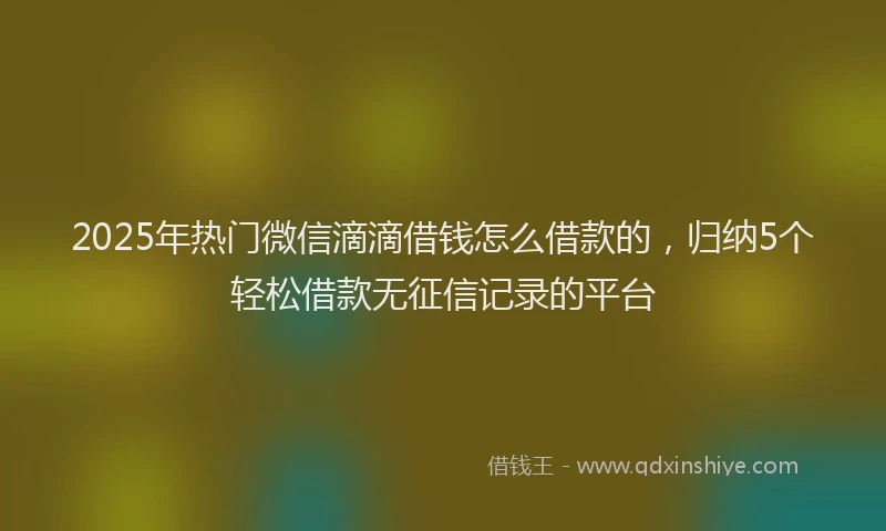 2025年热门微信滴滴借钱怎么借款的，归纳5个轻松借款无征信记录的平台