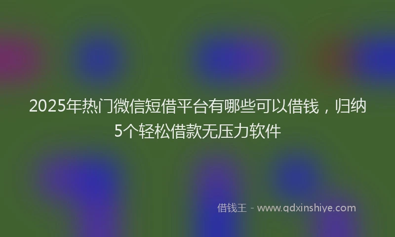 2025年热门微信短借平台有哪些可以借钱，归纳5个轻松借款无压力软件