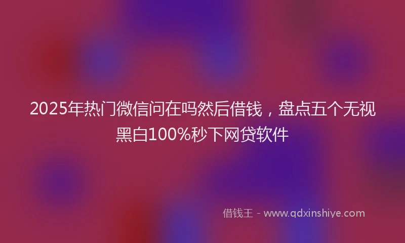 2025年热门微信问在吗然后借钱，盘点五个无视黑白100%秒下网贷软件