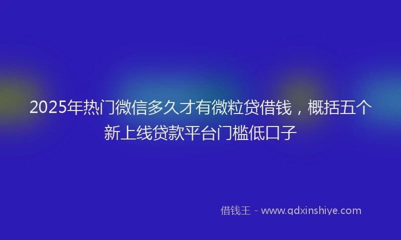 2025年热门微信多久才有微粒贷借钱，概括五个新上线贷款平台门槛低口子