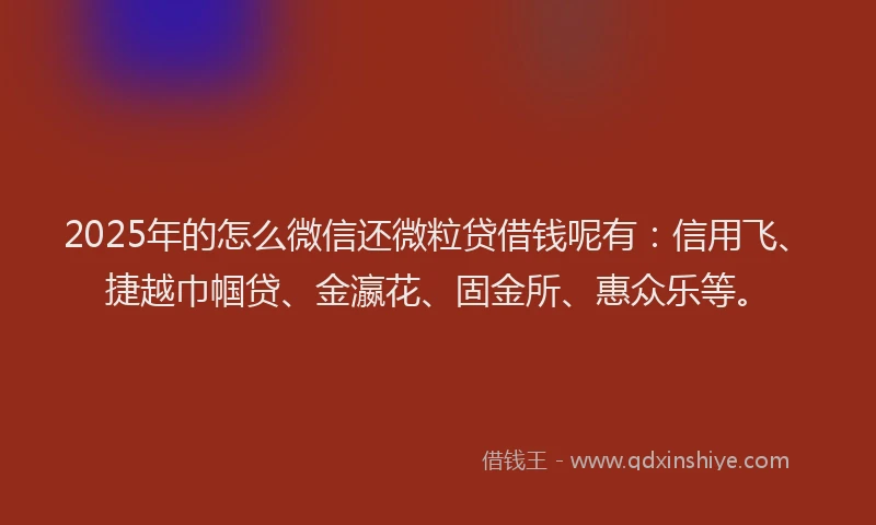2025年的怎么微信还微粒贷借钱呢有：信用飞、捷越巾帼贷、金瀛花、固金所、惠众乐等。