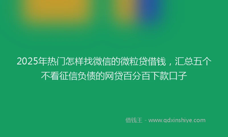 2025年热门怎样找微信的微粒贷借钱，汇总五个不看征信负债的网贷百分百下款口子