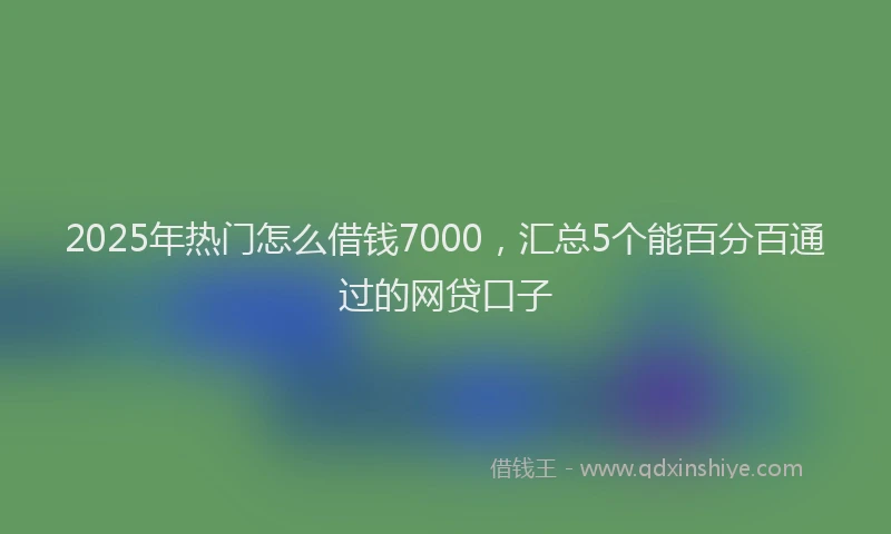 2025年热门怎么借钱7000，汇总5个能百分百通过的网贷口子