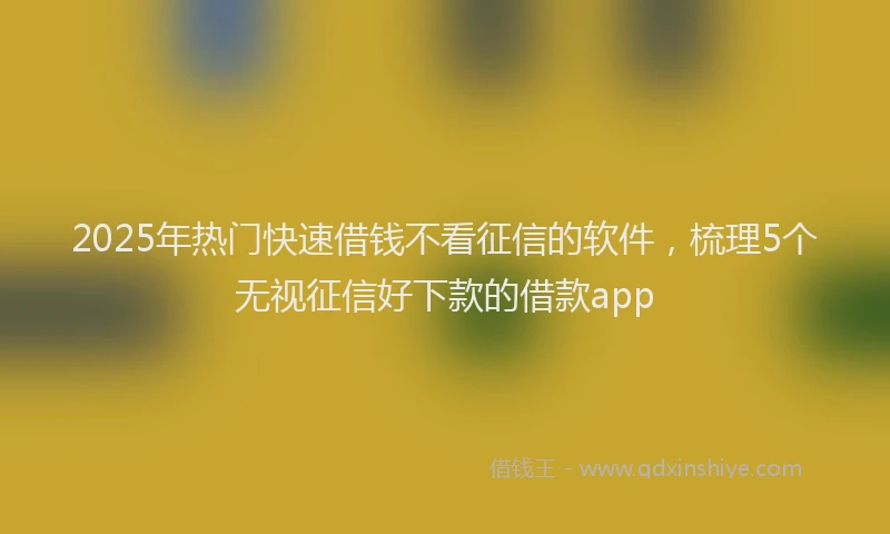 2025年热门快速借钱不看征信的软件,梳理5个无视征信好下款的借款app