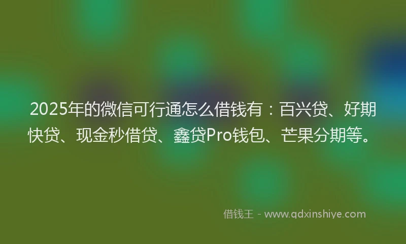 2025年的微信可行通怎么借钱有：百兴贷、好期快贷、现金秒借贷、鑫贷Pro钱包、芒果分期等。