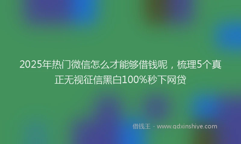 2025年热门微信怎么才能够借钱呢，梳理5个真正无视征信黑白100%秒下网贷
