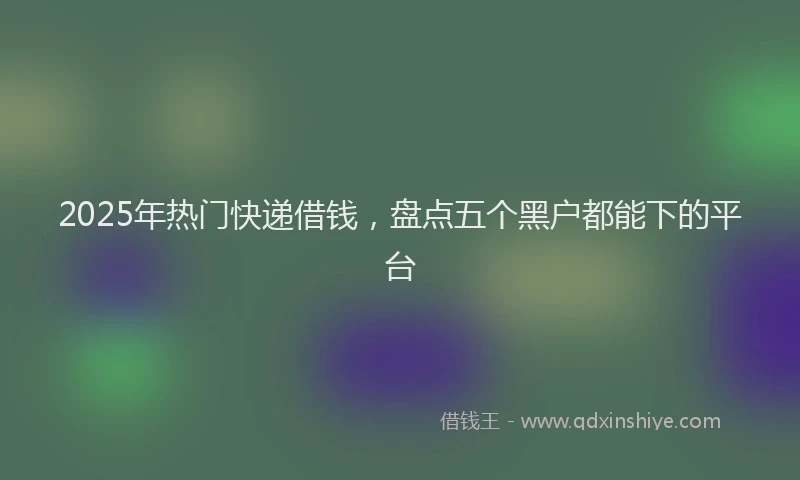 2025年热门快递借钱，盘点五个黑户都能下的平台