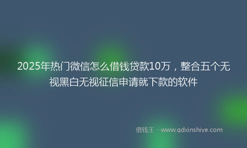 2025年热门微信怎么借钱贷款10万，整合五个无视黑白无视征信申请就下款的软件