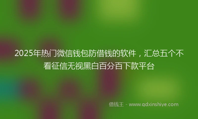 2025年热门微信钱包防借钱的软件，汇总五个不看征信无视黑白百分百下款平台