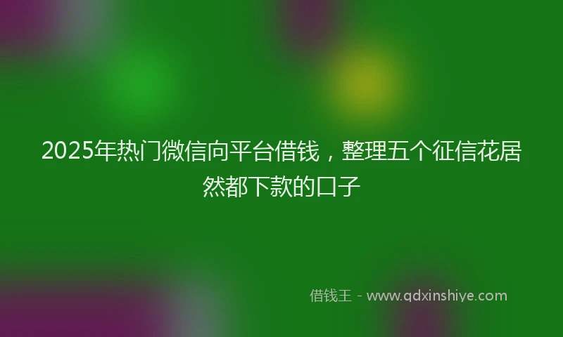 2025年热门微信向平台借钱，整理五个征信花居然都下款的口子