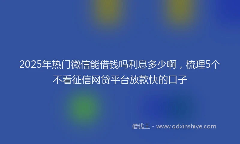 2025年热门微信能借钱吗利息多少啊，梳理5个不看征信网贷平台放款快的口子