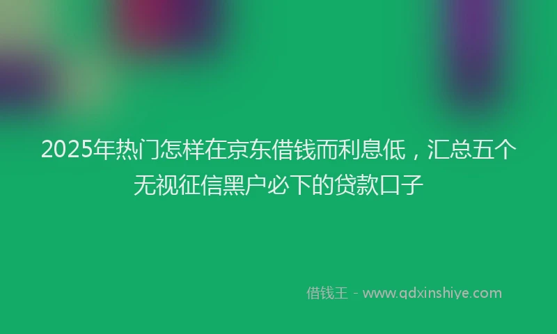 2025年热门怎样在京东借钱而利息低，汇总五个无视征信黑户必下的贷款口子