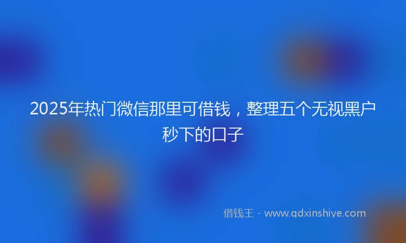 2025年热门微信那里可借钱，整理五个无视黑户秒下的口子