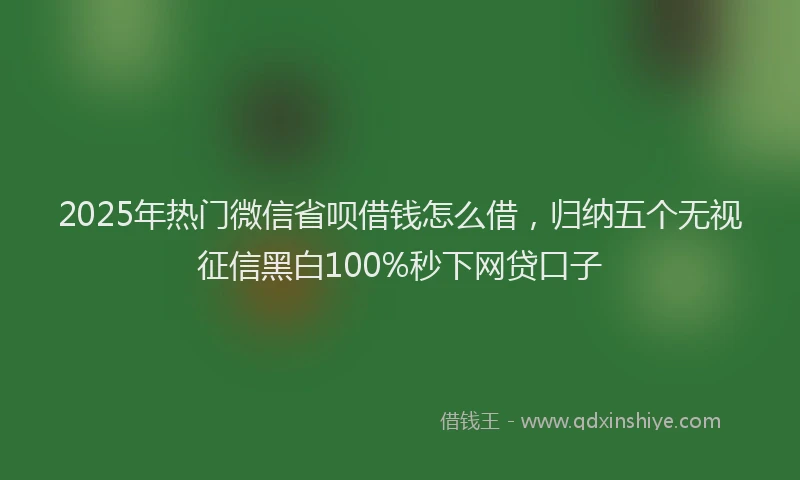2025年热门微信省呗借钱怎么借，归纳五个无视征信黑白100%秒下网贷口子