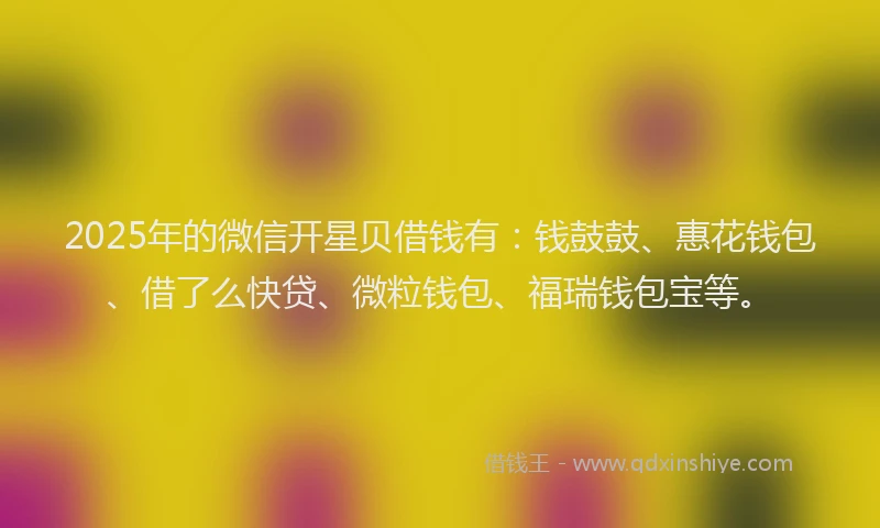 2025年的微信开星贝借钱有：钱鼓鼓、惠花钱包、借了么快贷、微粒钱包、福瑞钱包宝等。