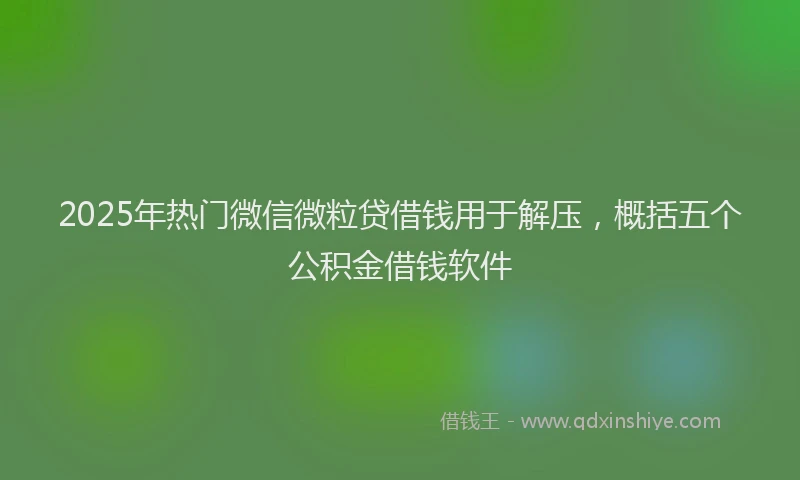 2025年热门微信微粒贷借钱用于解压，概括五个公积金借钱软件