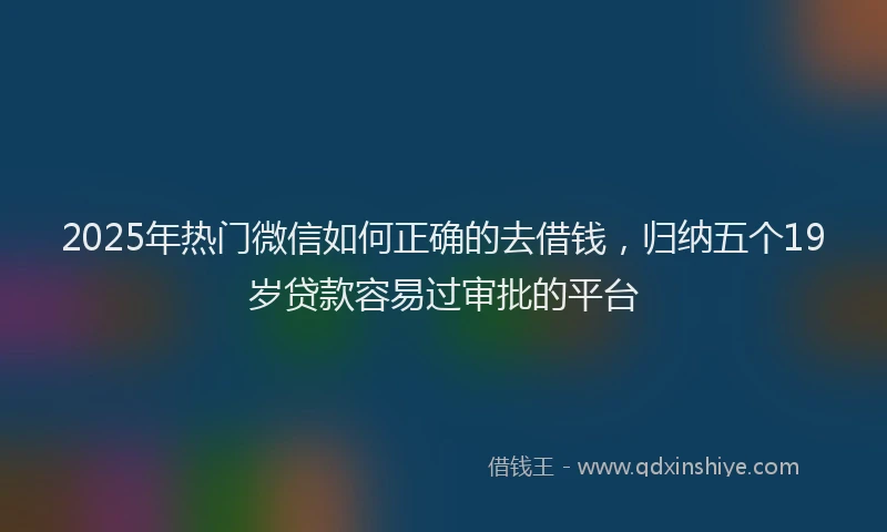 2025年热门微信如何正确的去借钱，归纳五个19岁贷款容易过审批的平台