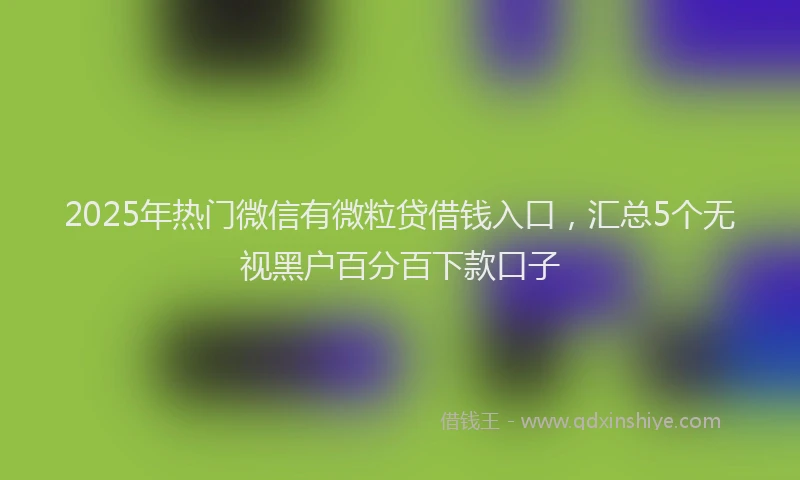 2025年热门微信有微粒贷借钱入口，汇总5个无视黑户百分百下款口子