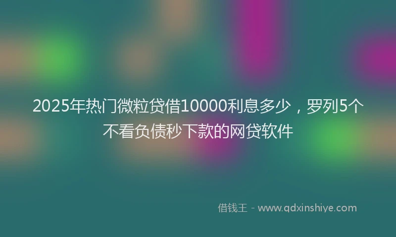 2025年热门微粒贷借10000利息多少，罗列5个不看负债秒下款的网贷软件