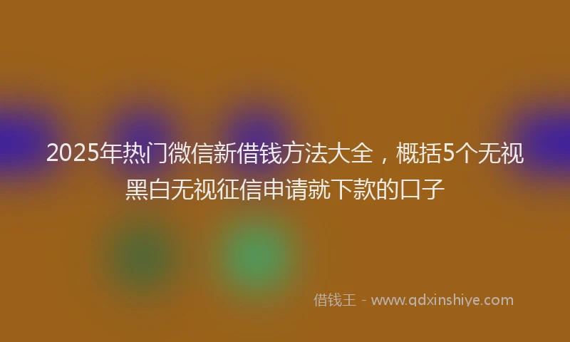 2025年热门微信新借钱方法大全，概括5个无视黑白无视征信申请就下款的口子