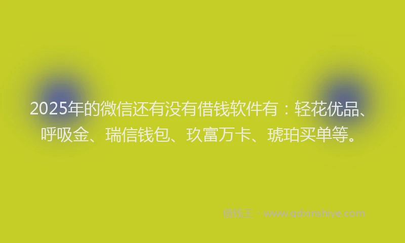 2025年的微信还有没有借钱软件有：轻花优品、呼吸金、瑞信钱包、玖富万卡、琥珀买单等。