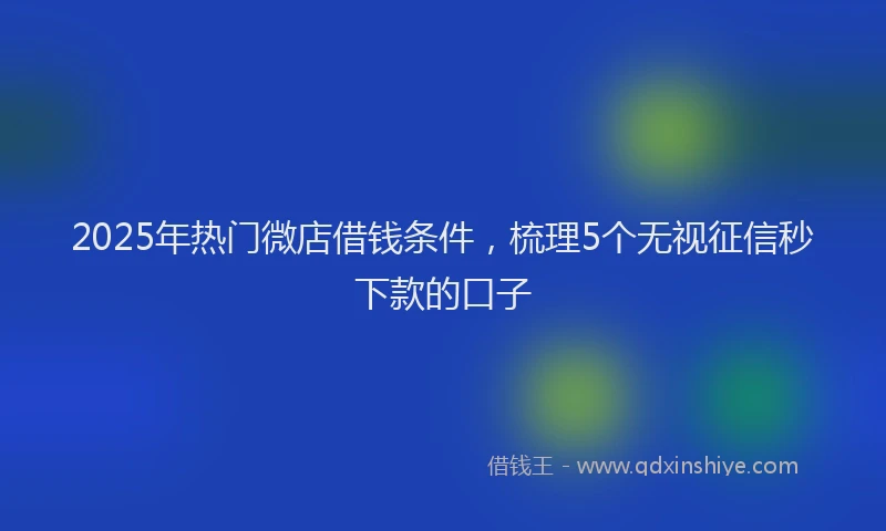 2025年热门微店借钱条件，梳理5个无视征信秒下款的口子