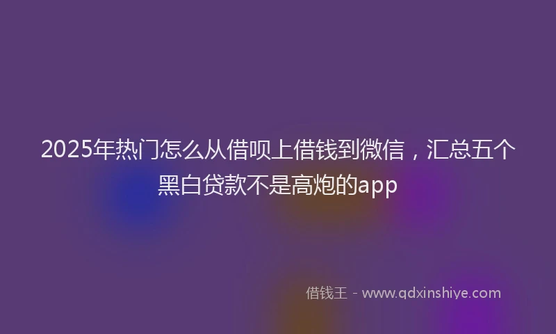 2025年热门怎么从借呗上借钱到微信，汇总五个黑白贷款不是高炮的app