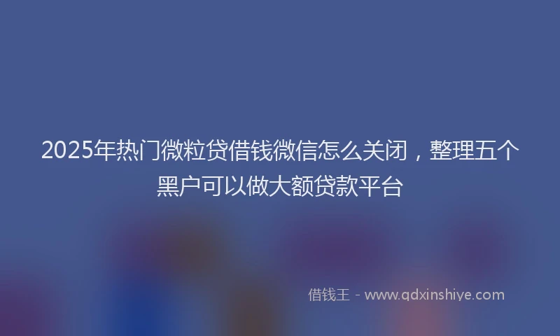 2025年热门微粒贷借钱微信怎么关闭，整理五个黑户可以做大额贷款平台