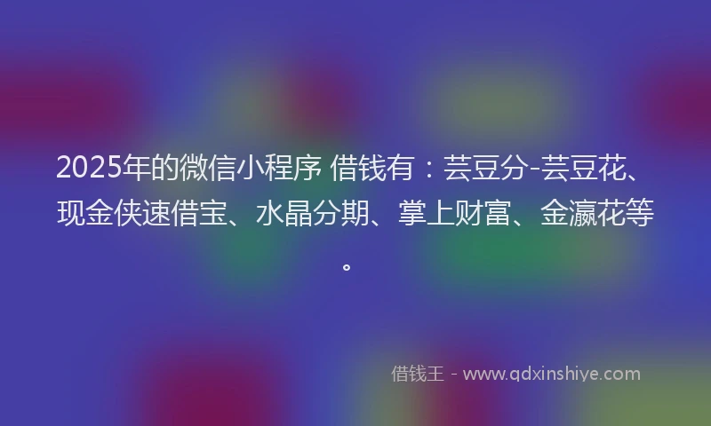 2025年的微信小程序 借钱有：芸豆分-芸豆花、现金侠速借宝、水晶分期、掌上财富、金瀛花等。