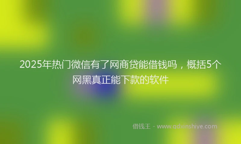 2025年热门微信有了网商贷能借钱吗，概括5个网黑真正能下款的软件