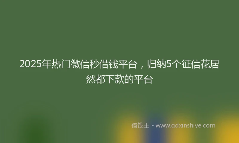 2025年热门微信秒借钱平台，归纳5个征信花居然都下款的平台