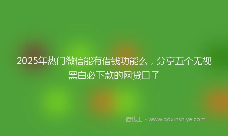 2025年热门微信能有借钱功能么，分享五个无视黑白必下款的网贷口子